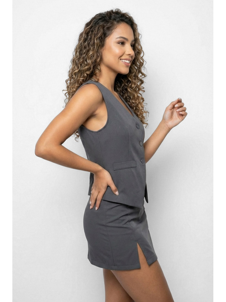 Костюм женский однотонный тёмно-серого цвета 5987 210277C