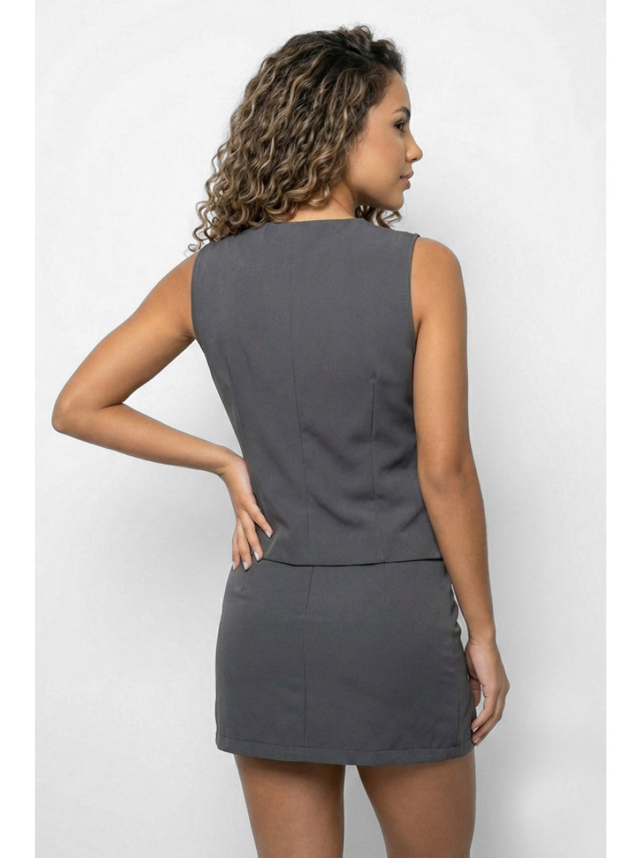 Костюм женский однотонный тёмно-серого цвета 5987 210277C