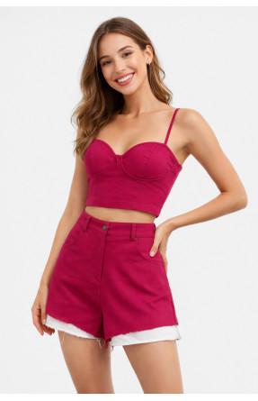 Костюм женский однотонный малинового цвета 5994 210278C