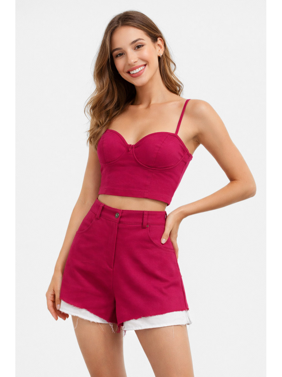 Костюм женский однотонный малинового цвета 5994 210278C