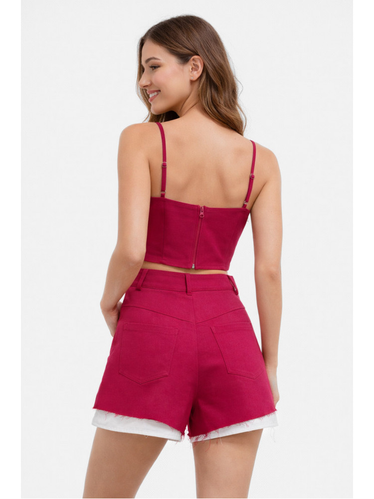 Костюм женский однотонный малинового цвета 5994 210278C