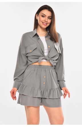 Костюм женский однотонный серого цвета 6549 210279C