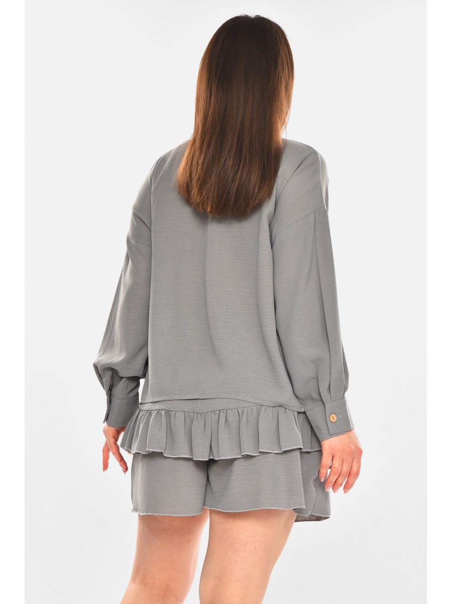 Костюм женский однотонный серого цвета 6549 210279C