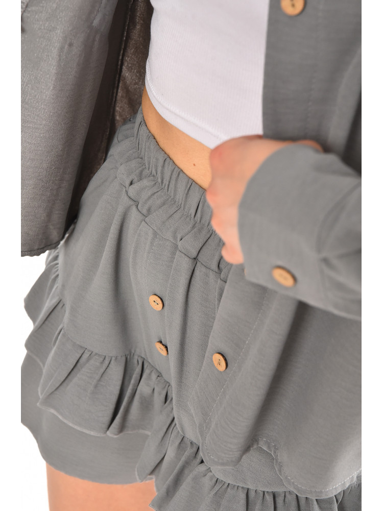 Костюм женский однотонный серого цвета 6549 210279C