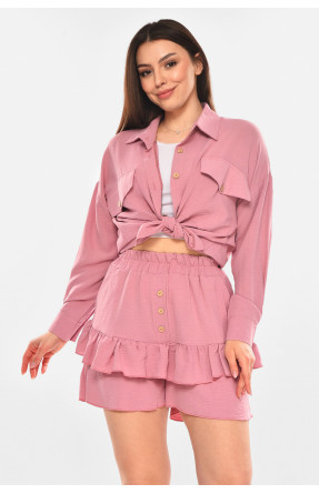 Костюм женский однотонный розового цвета 6549 210280C
