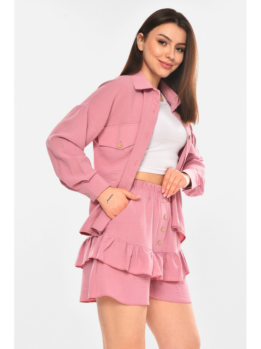 Костюм женский однотонный розового цвета 6549 210280C