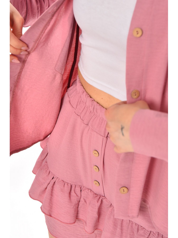 Костюм женский однотонный розового цвета 6549 210280C