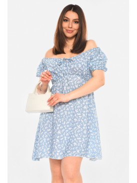 Платье женское голубого цвета с цветочным принтом 6122 210283C