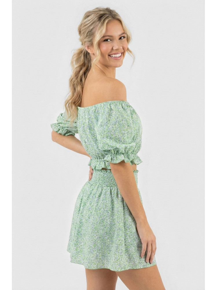 Костюм женский зеленого цвета с цветочным принтом 6410 210285C