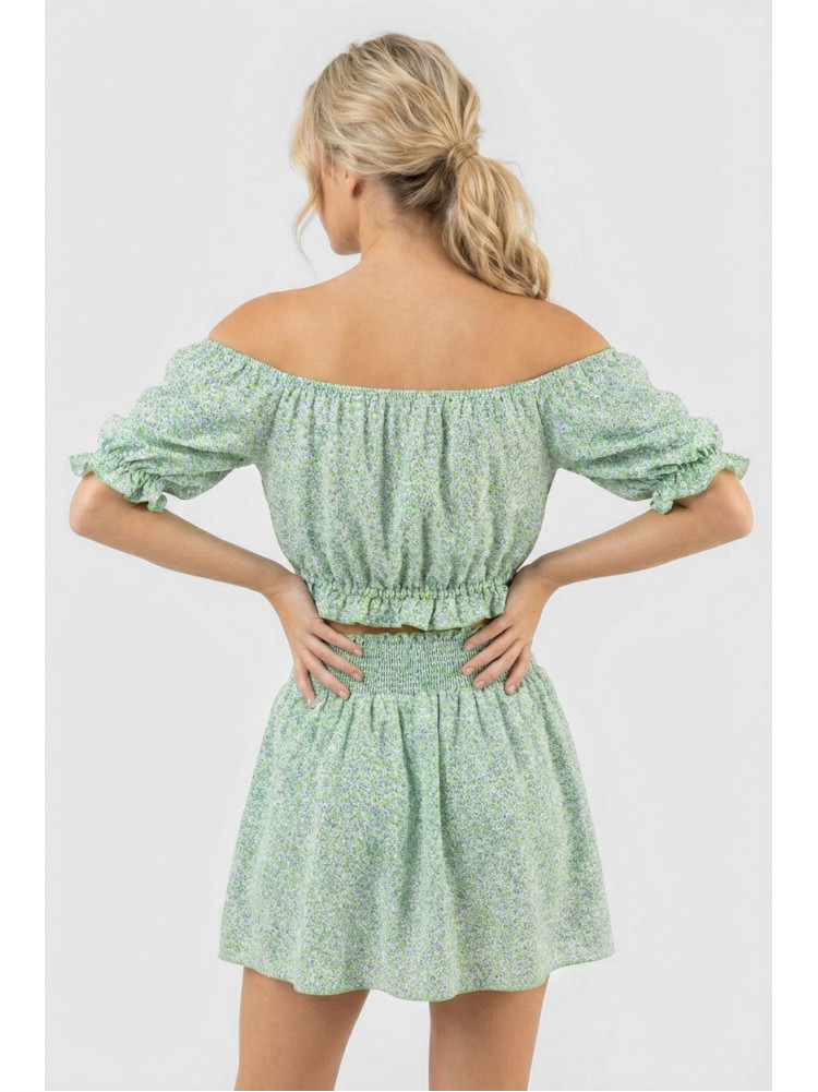 Костюм женский зеленого цвета с цветочным принтом 6410 210285C