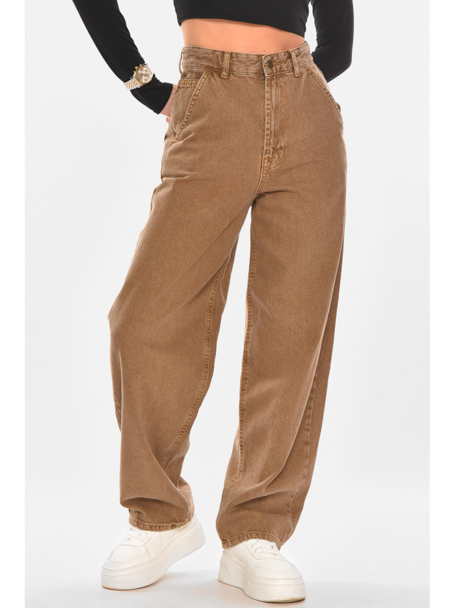 Джинсы женские однотонные коричневого цвета 4203 210311C
