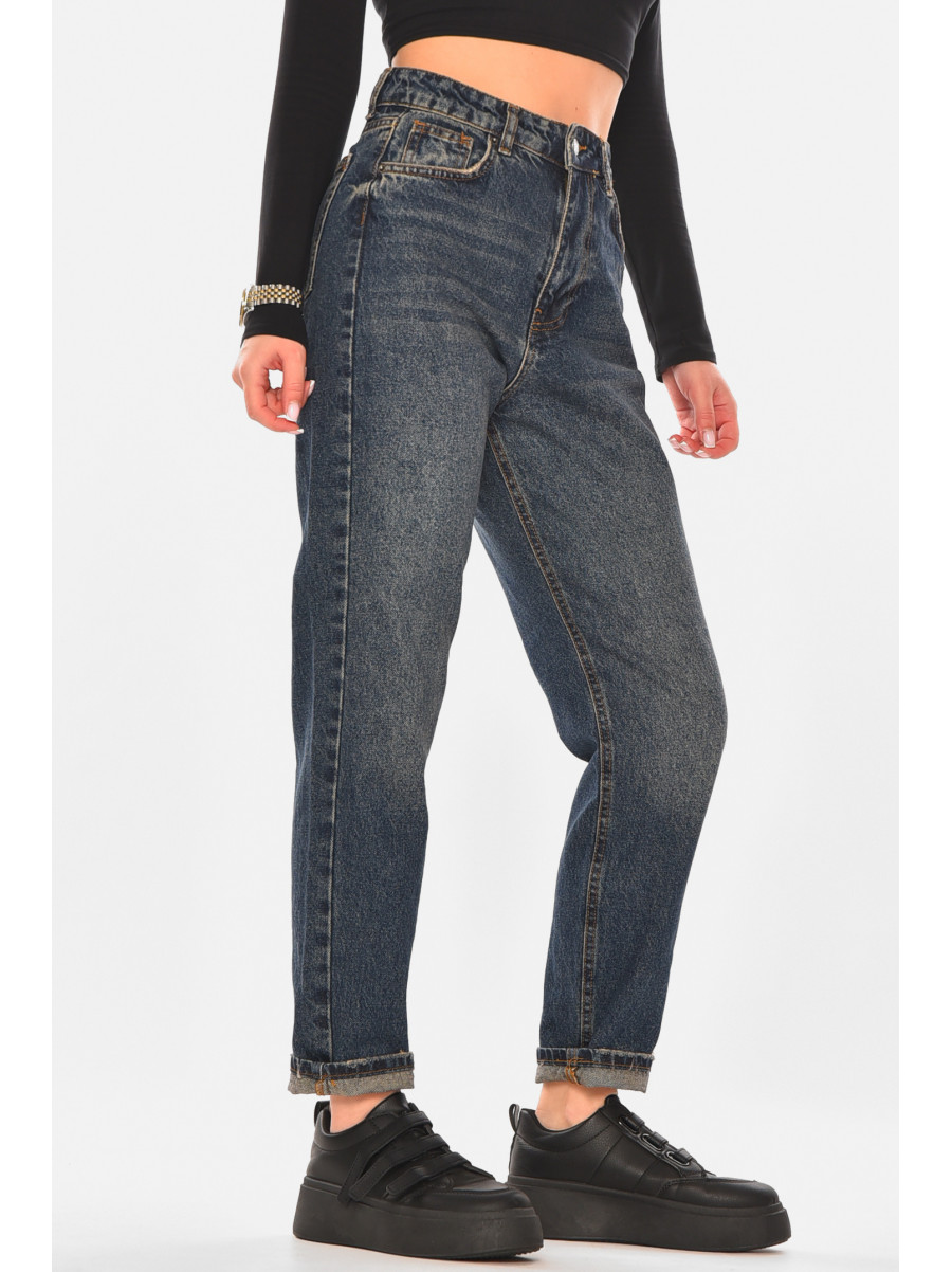 Джинсы женские однотонные тёмно-синего цвета 3435 210313C