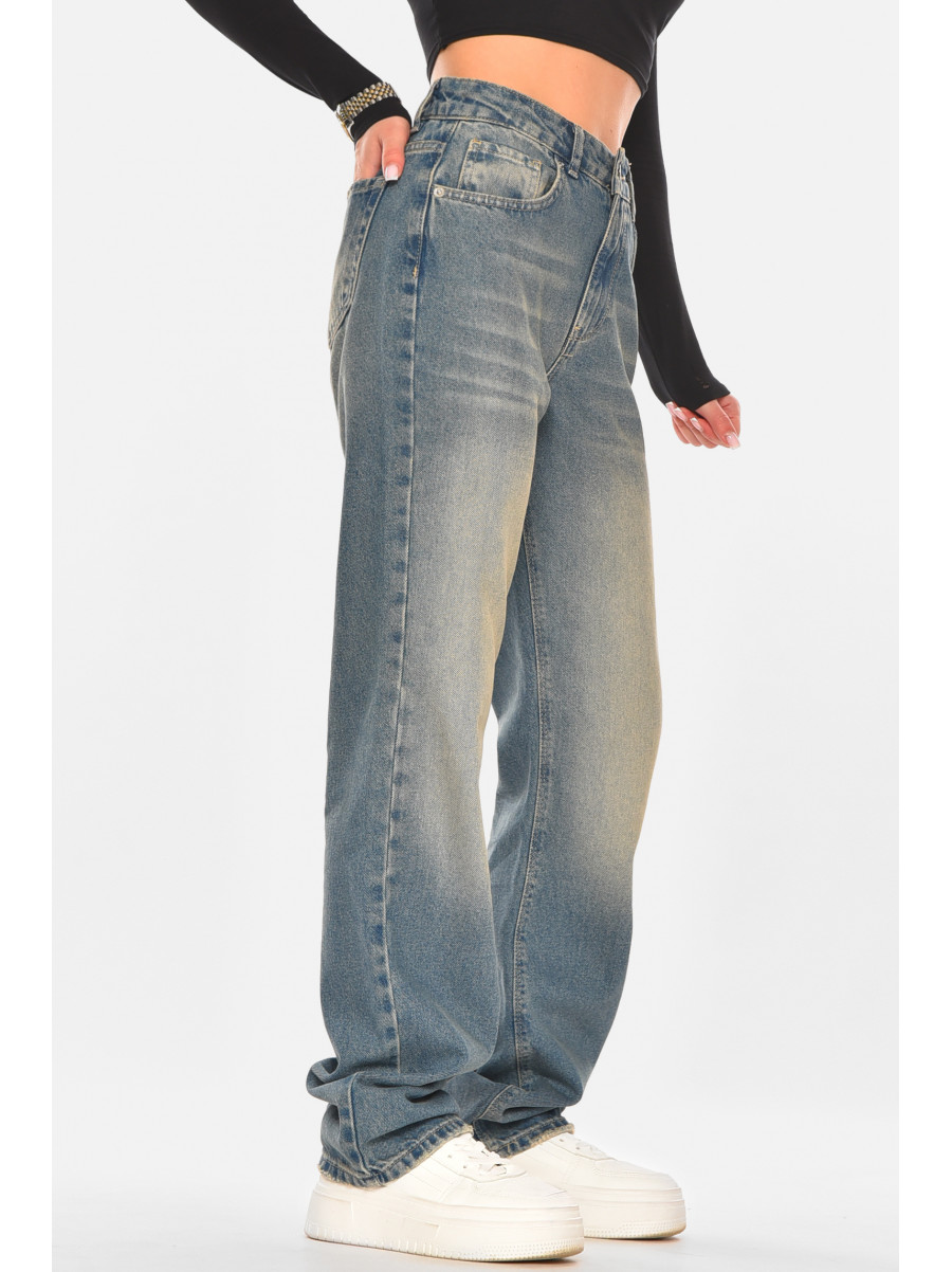 Джинсы женские однотонные синего цвета 4693 210314C