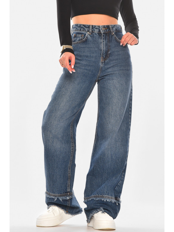 Джинсы женские однотонные тёмно-синего цвета 5023 210315C