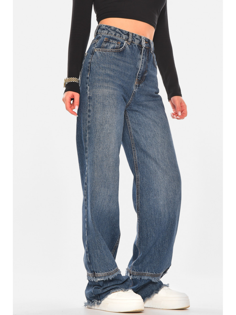 Джинсы женские однотонные тёмно-синего цвета 5023 210315C