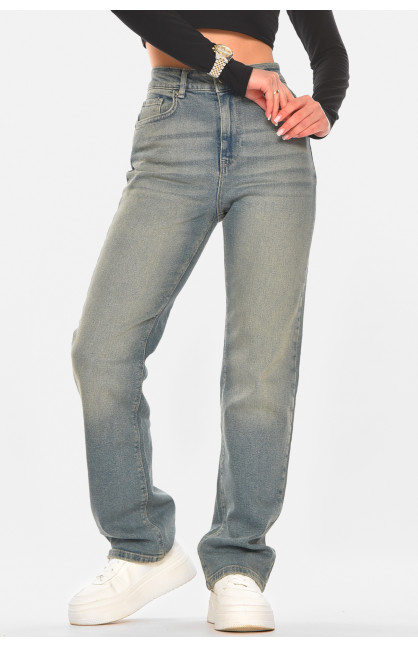 Джинсы женские однотонные синего цвета 4709 210317C