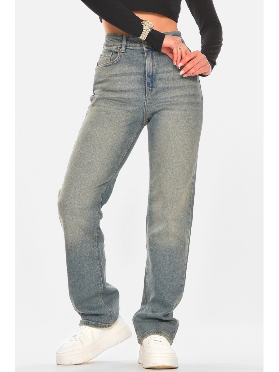 Джинсы женские однотонные синего цвета 4709 210317C