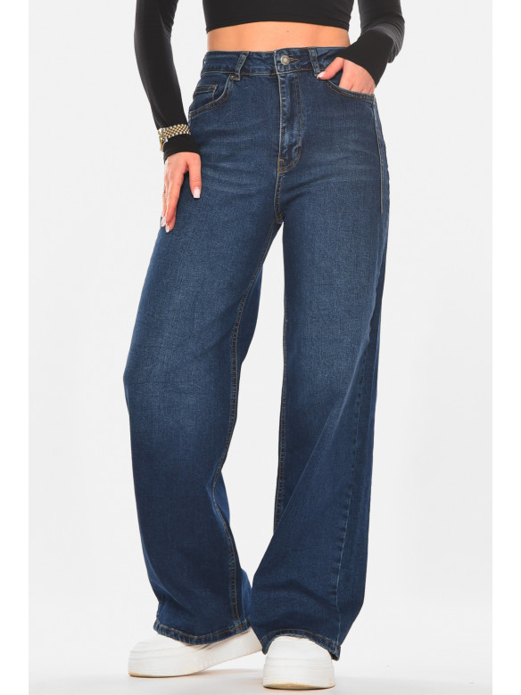 Джинсы женские однотонные тёмно-синего цвета 2506 210318C