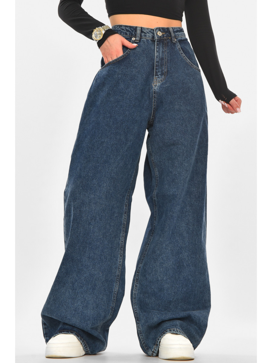 Джинси жіночі однотонні темно-синього кольору 4532 210323C