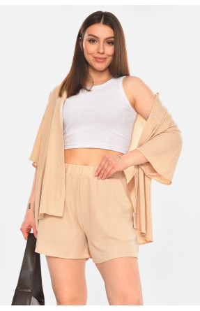 Костюм жіночий однотонний бежевого кольору 2412 210329C