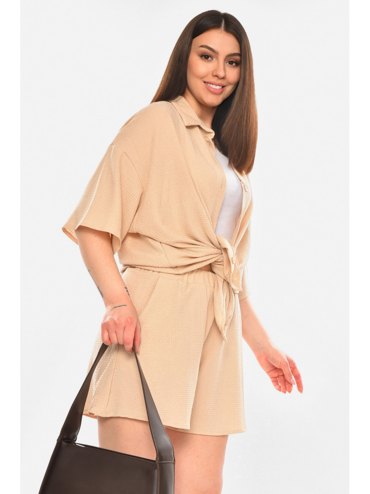 Костюм женский однотонный бежевого цвета 2412 210329C