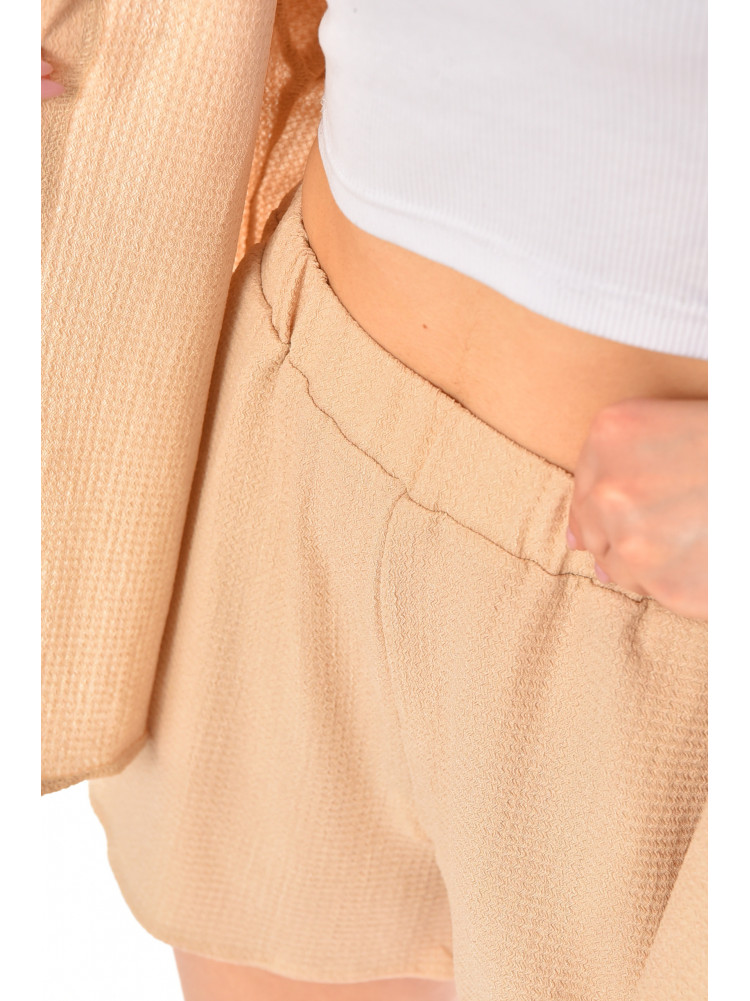 Костюм женский однотонный бежевого цвета 2412 210329C