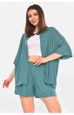 Костюм жіночий однотонний бірюзового кольору 2412 210330C