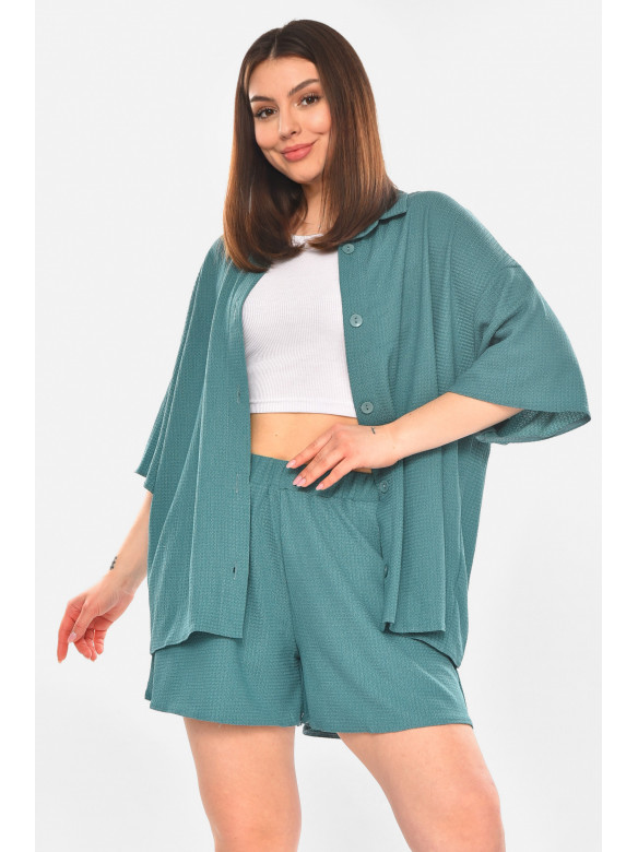 Костюм женский однотонный бирюзового цвета 2412 210330C