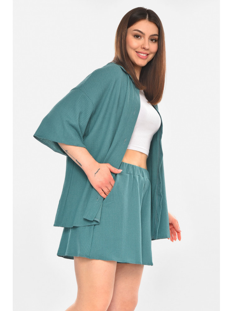 Костюм женский однотонный бирюзового цвета 2412 210330C