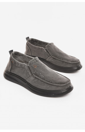 Мокасини чоловічі темно-серого кольору текстиль М3035-5 210331C Мокасини чоловічі темно-серого кольору текстиль М3035-5 210331C