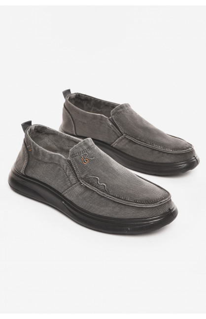 Мокасины мужские темно-серого цвета текстиль М3035-5 210331C