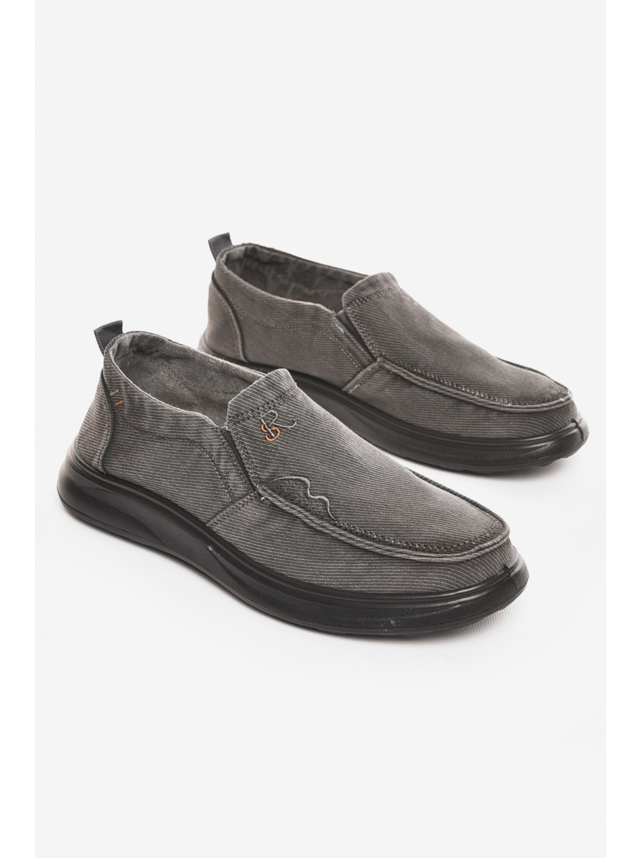 Мокасини чоловічі темно-серого кольору текстиль М3035-5 210331C