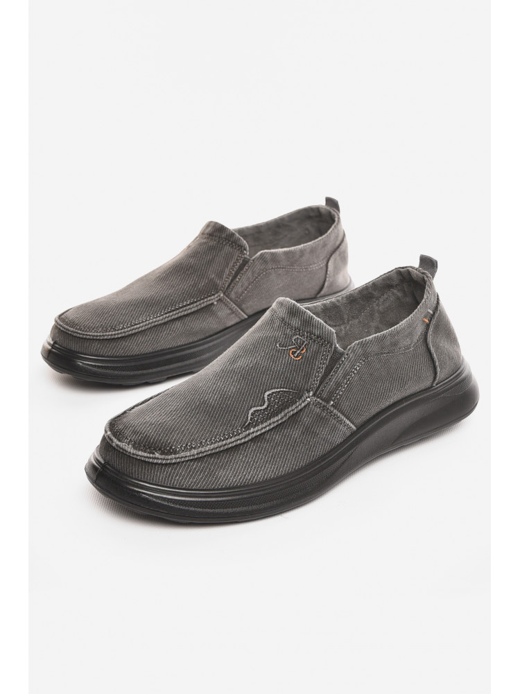 Мокасини чоловічі темно-серого кольору текстиль М3035-5 210331C