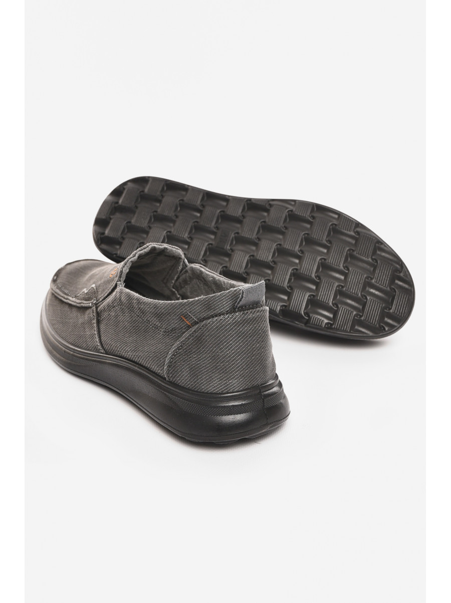 Мокасини чоловічі темно-серого кольору текстиль М3035-5 210331C