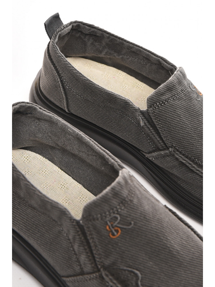 Мокасини чоловічі темно-серого кольору текстиль М3035-5 210331C