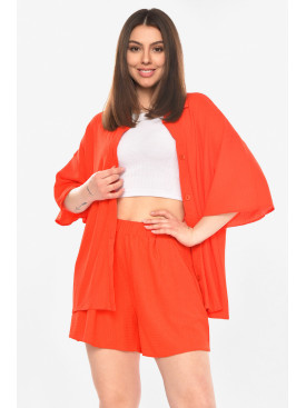 Костюм жіночий однотонний червоного кольору 2412 210332C