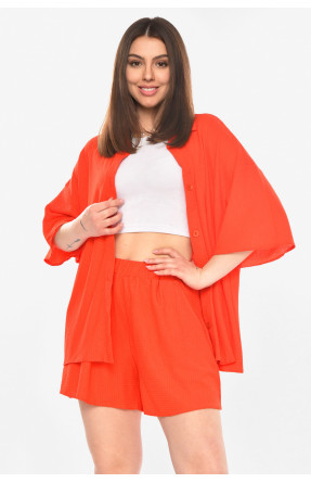 Костюм жіночий однотонний червоного кольору 2412 210332C