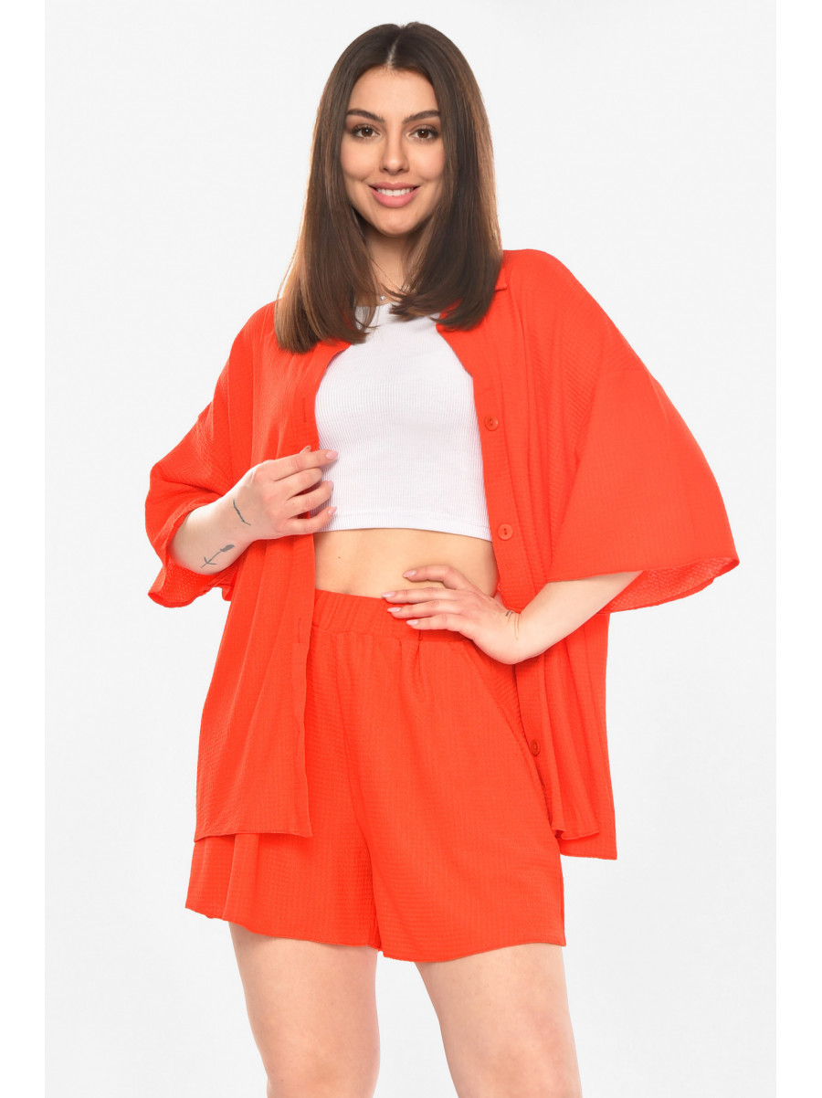 Костюм женский однотонный красного цвета 2412 210332C