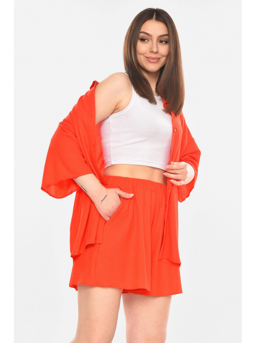 Костюм женский однотонный красного цвета 2412 210332C