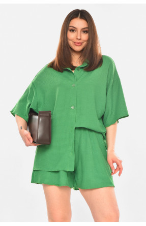 Костюм жіночий однотонний зеленого кольору 2412 210333C