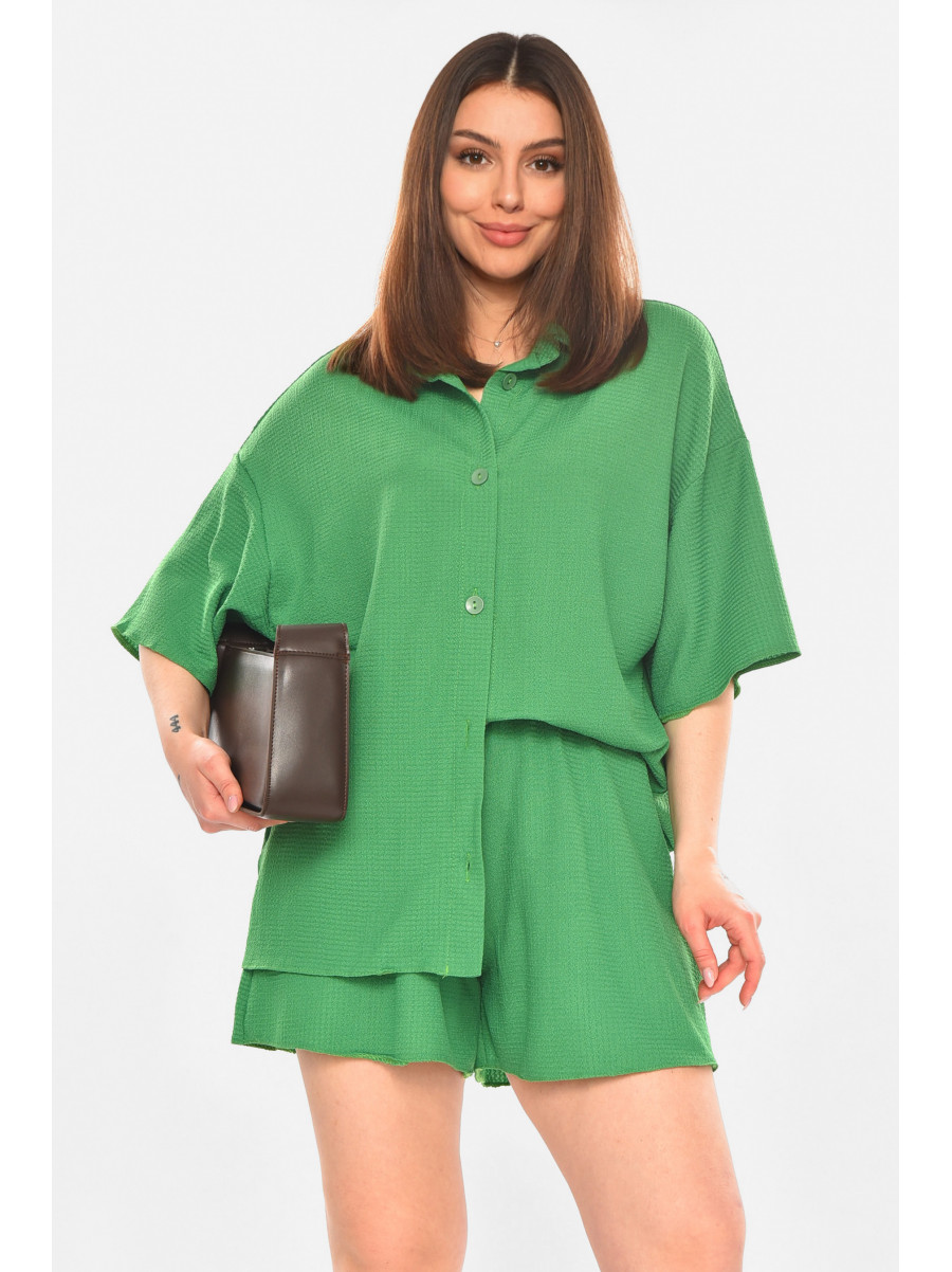 Костюм женский однотонный зеленого цвета 2412 210333C