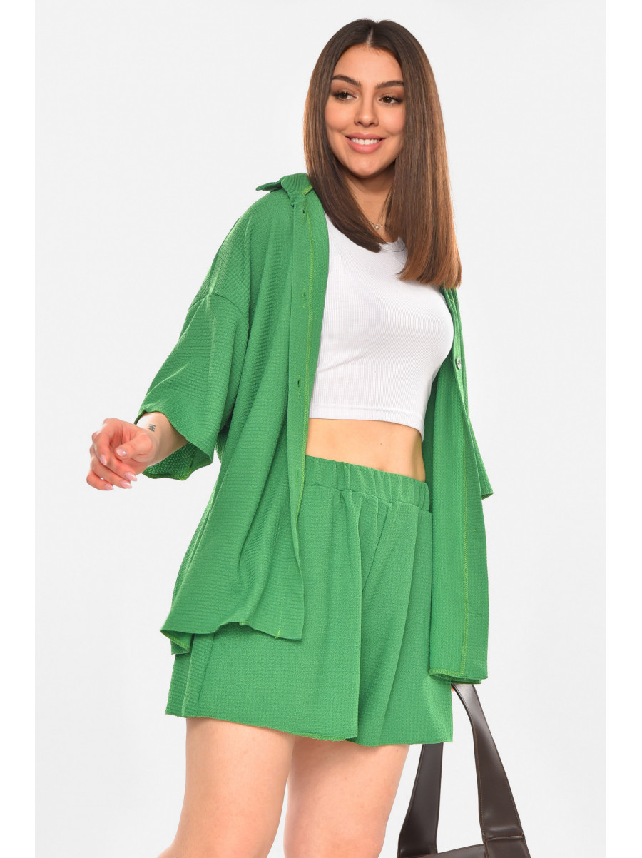 Костюм женский однотонный зеленого цвета 2412 210333C