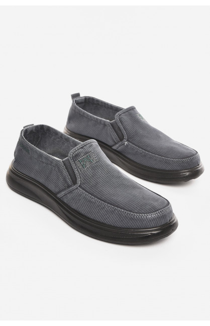 Мокасины мужские темно-серого цвета текстиль М3034-2 210334C