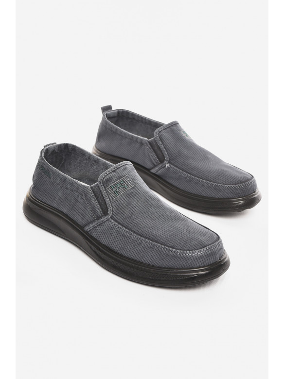 Мокасини чоловічі темно-серого кольору текстиль М3034-2 210334C