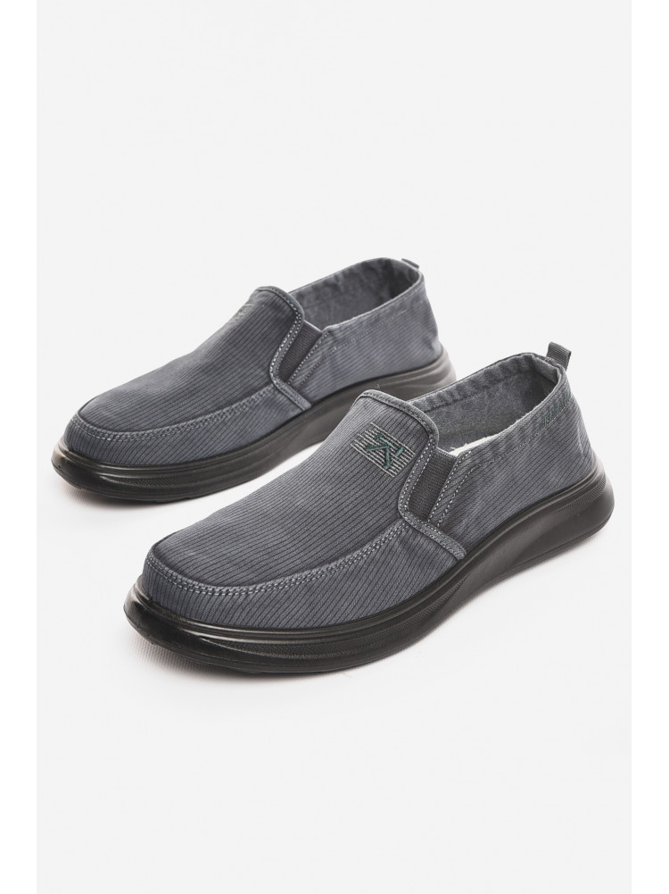 Мокасини чоловічі темно-серого кольору текстиль М3034-2 210334C