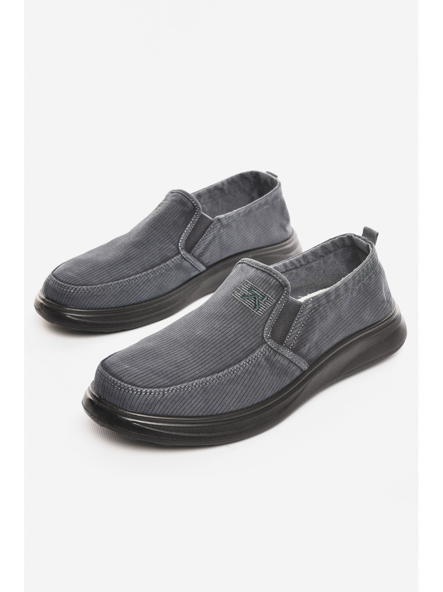 Мокасини чоловічі темно-серого кольору текстиль М3034-2 210334C