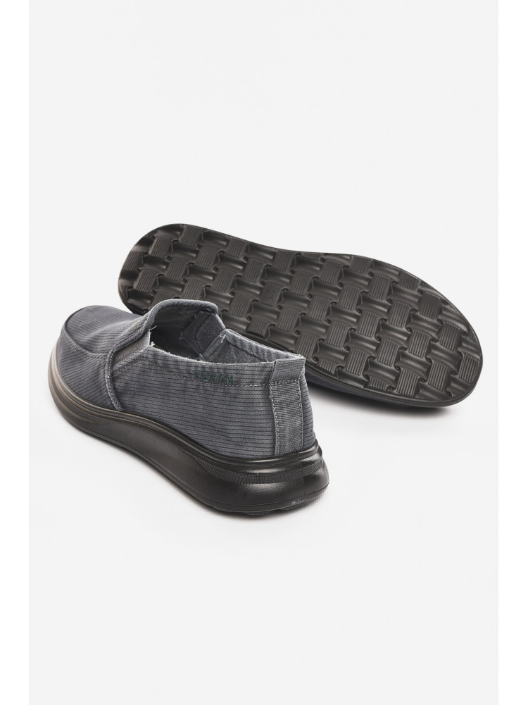 Мокасини чоловічі темно-серого кольору текстиль М3034-2 210334C