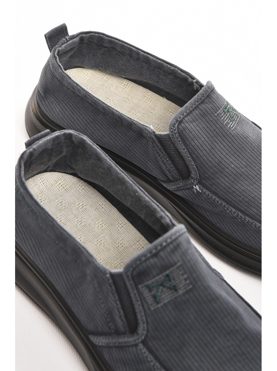 Мокасини чоловічі темно-серого кольору текстиль М3034-2 210334C