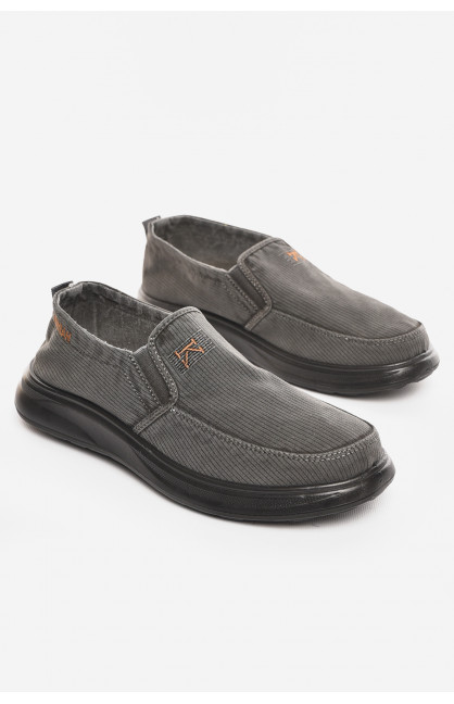 Мокасины мужские темно-серого цвета текстиль М3034-5 210335C