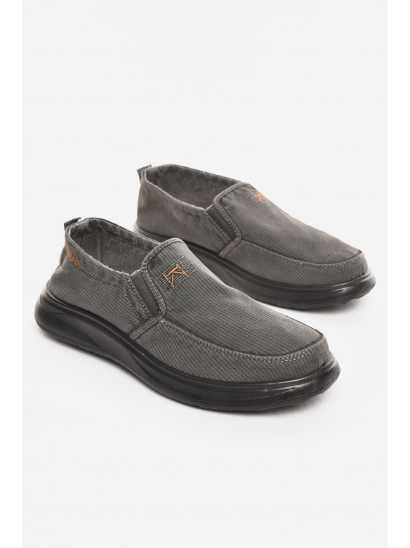 Мокасини чоловічі темно-серого кольору текстиль М3034-5 210335C
